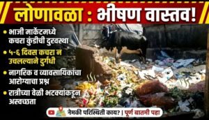 लोणावळा भाजी मार्केटमधील कचराकुंडीची दुरवस्था; पाच-सहा दिवस कचरा न उचलल्याने दुर्गंधीचा त्रास..
